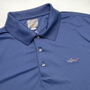 Greg Norman Tasso Elba Mens Polo Golf Shirt Navy Blue Size L Athleisure Casual